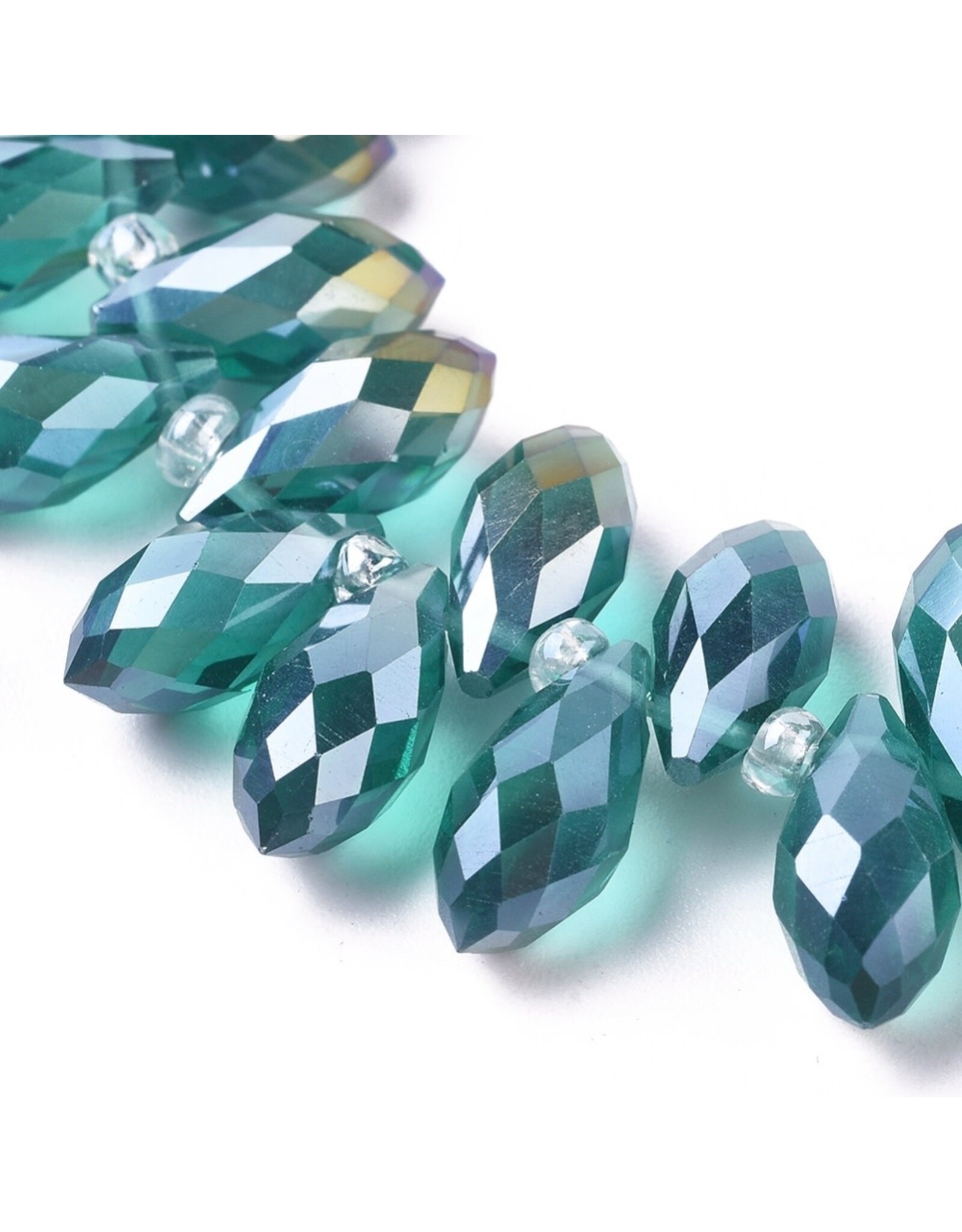 13x6mm Top Drilled Drop Dark Green AB  x90