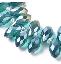 13x6mm Top Drilled Drop Dark Green AB  x90