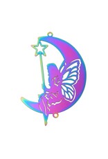 Moon with Fairy Stainless Steel Link  71x49mm  x2    NF