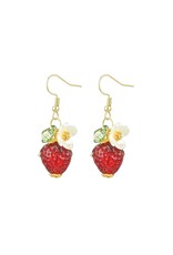 Hook Earring Strawberry Flower 42mm   x1 Pair