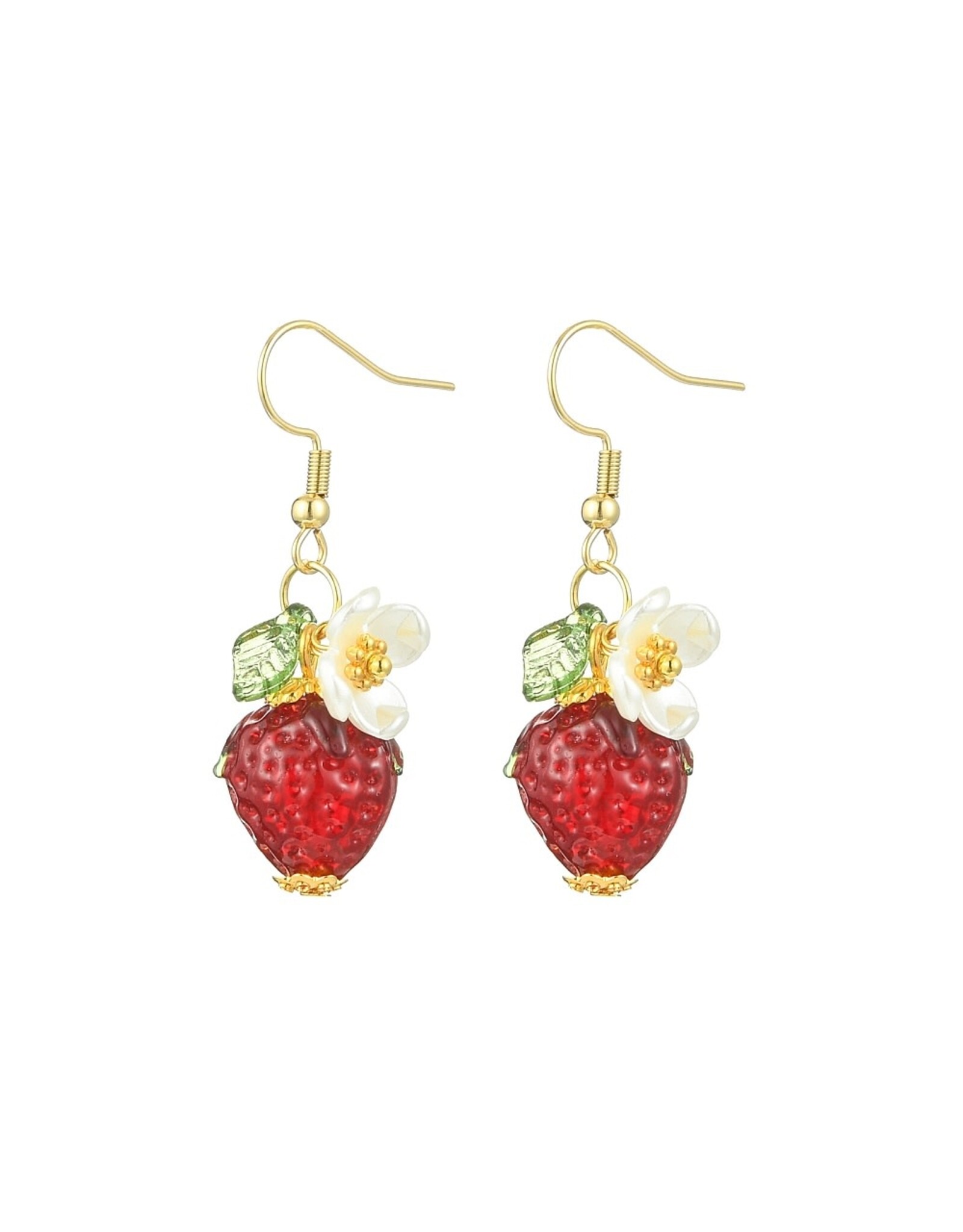 Hook Earring Strawberry Flower 42mm   x1 Pair