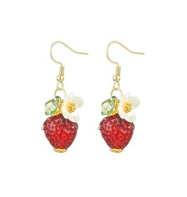 Hook Earring Strawberry Flower 42mm   x1 Pair