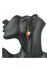 Hook Earring Strawberry Flower 42mm   x1 Pair