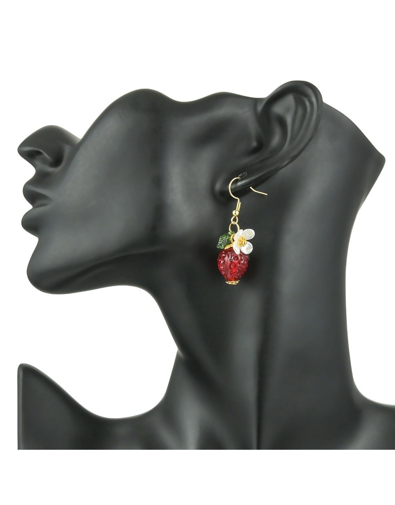 Hook Earring Strawberry Flower 42mm   x1 Pair