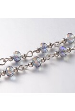 Beaded Chain 5x6mm  Rondelle Grey Ab Platinum  1 Meter