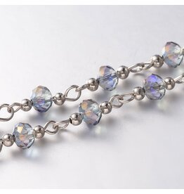 Beaded Chain 5x6mm  Rondelle Grey Ab Platinum  1 Meter