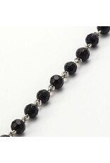 Beaded Chain 5mm  Round Jet Platinum  1 Meter