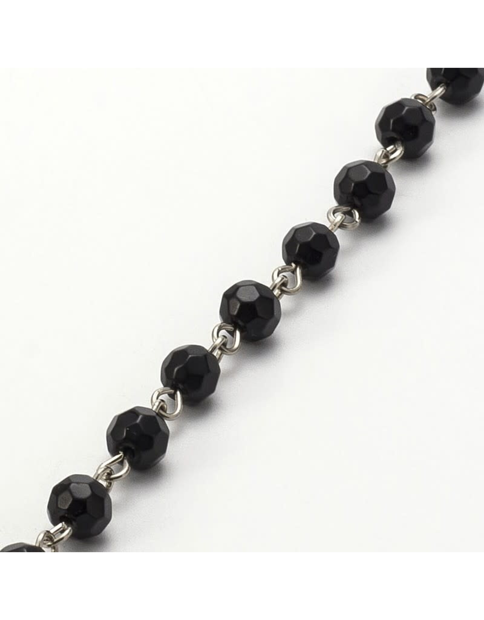 Beaded Chain 5mm  Round Jet Platinum  1 Meter