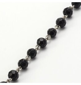 Beaded Chain 5mm  Round Jet Platinum  1 Meter