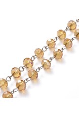 Beaded Chain 6x8mm  Rondelle  Topaz Lustre Platinum  1 Meter