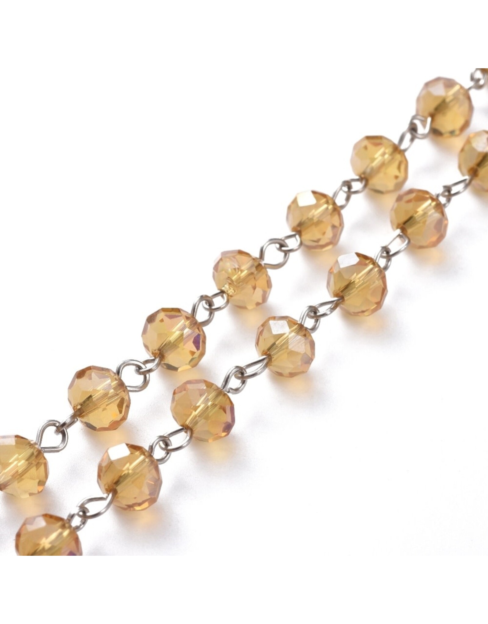 Beaded Chain 6x8mm  Rondelle  Topaz Lustre Platinum  1 Meter