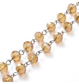 Beaded Chain 6x8mm  Rondelle  Topaz Lustre Platinum  1 Meter