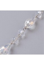 Beaded Chain 12x10mm  Drop  Clear AB Platinum  97cm