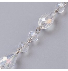Beaded Chain 12x10mm  Drop  Clear AB Platinum  97cm