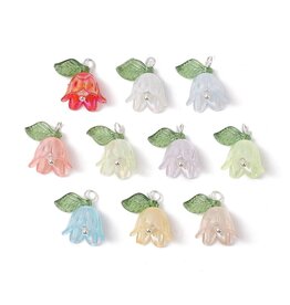 Flower And Leaf  Assorted Colours  13mm  x3  Pair  Random  Mix