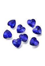 Heart Cobalt Blue With Silver Foil Backing 14mm  x6