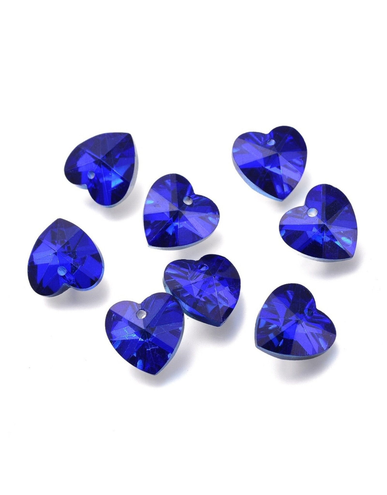 Heart Cobalt Blue With Silver Foil Backing 14mm  x6