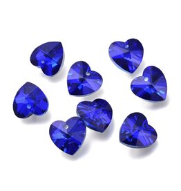 Heart Cobalt Blue With Silver Foil Backing 14mm  x6