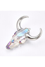 Steer Skull Clear AB With Silver Foil Horns  55mm  x1