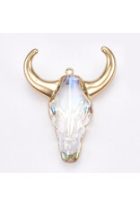 Steer Skull Clear AB With Gold Foil Horns  55mm  x1