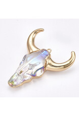 Steer Skull Clear AB With Gold Foil Horns  55mm  x1