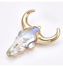 Steer Skull Clear AB With Gold Foil Horns  55mm  x1
