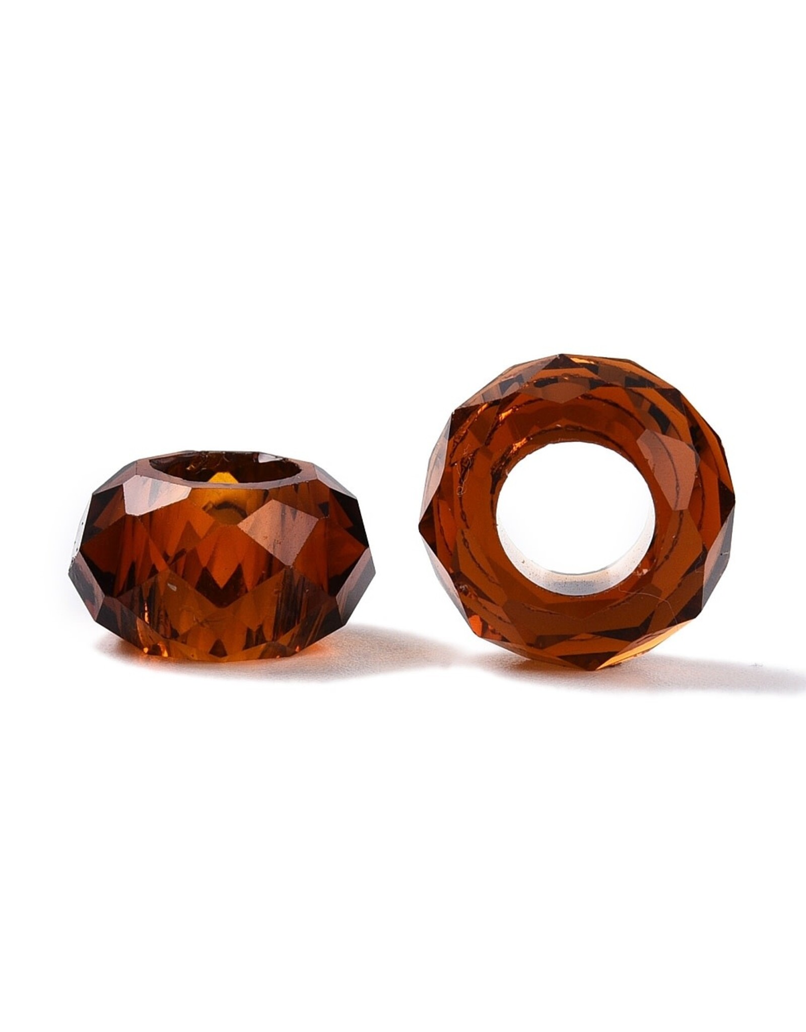 Faceted Rondelle  8x14mm Dark Brown  x12