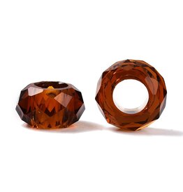 Faceted Rondelle  8x14mm Dark Brown  x12