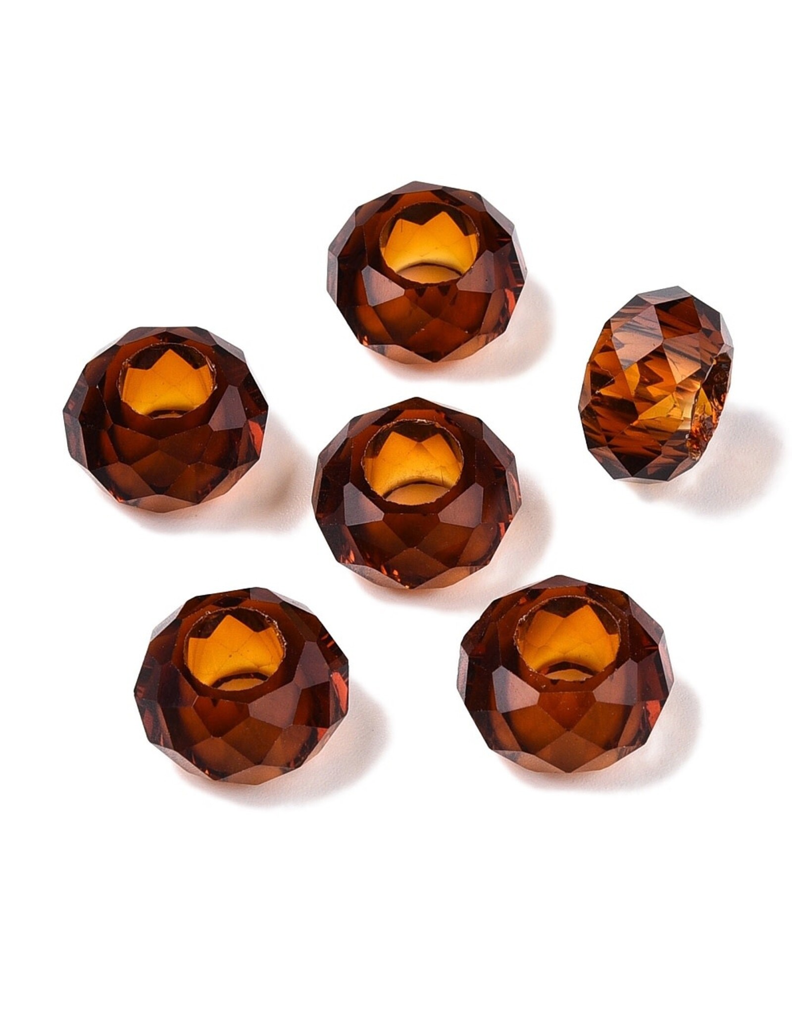 Faceted Rondelle  8x14mm Dark Brown  x12