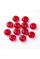 Faceted Rondelle  8x14mm Red  x12