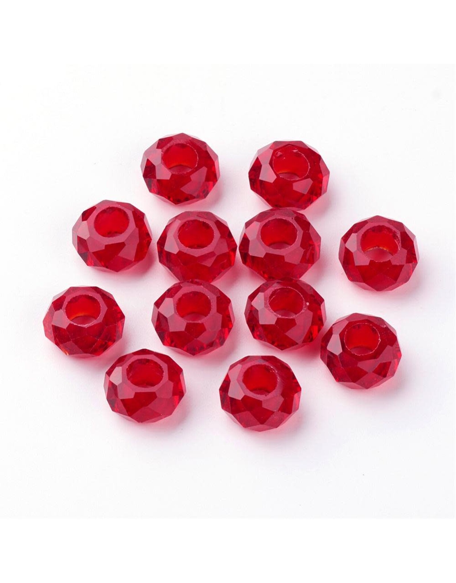 Faceted Rondelle  8x14mm Red  x12