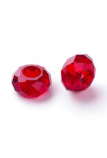 Faceted Rondelle  8x14mm Red  x12