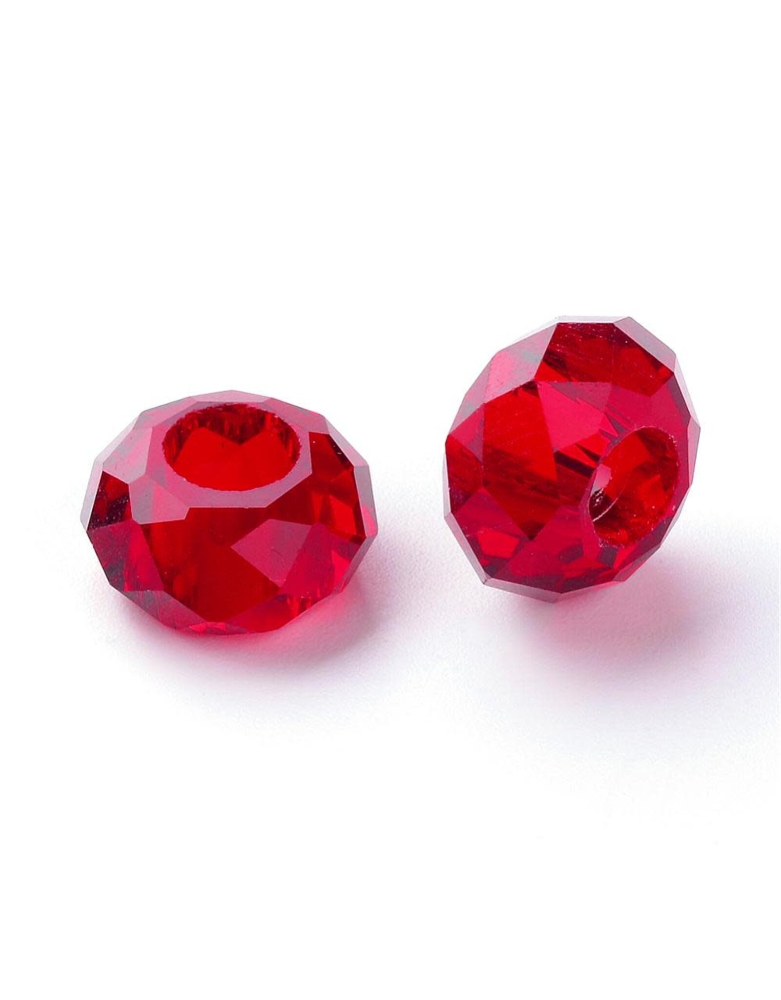 Faceted Glass Rondelle  8x14mm Red  x12