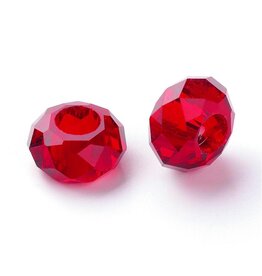 Faceted Glass Rondelle  8x14mm Red  x12