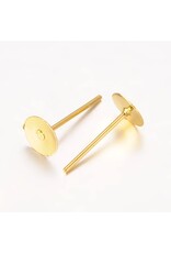 Earring Stud Iron Flat 6mm Gold  x50