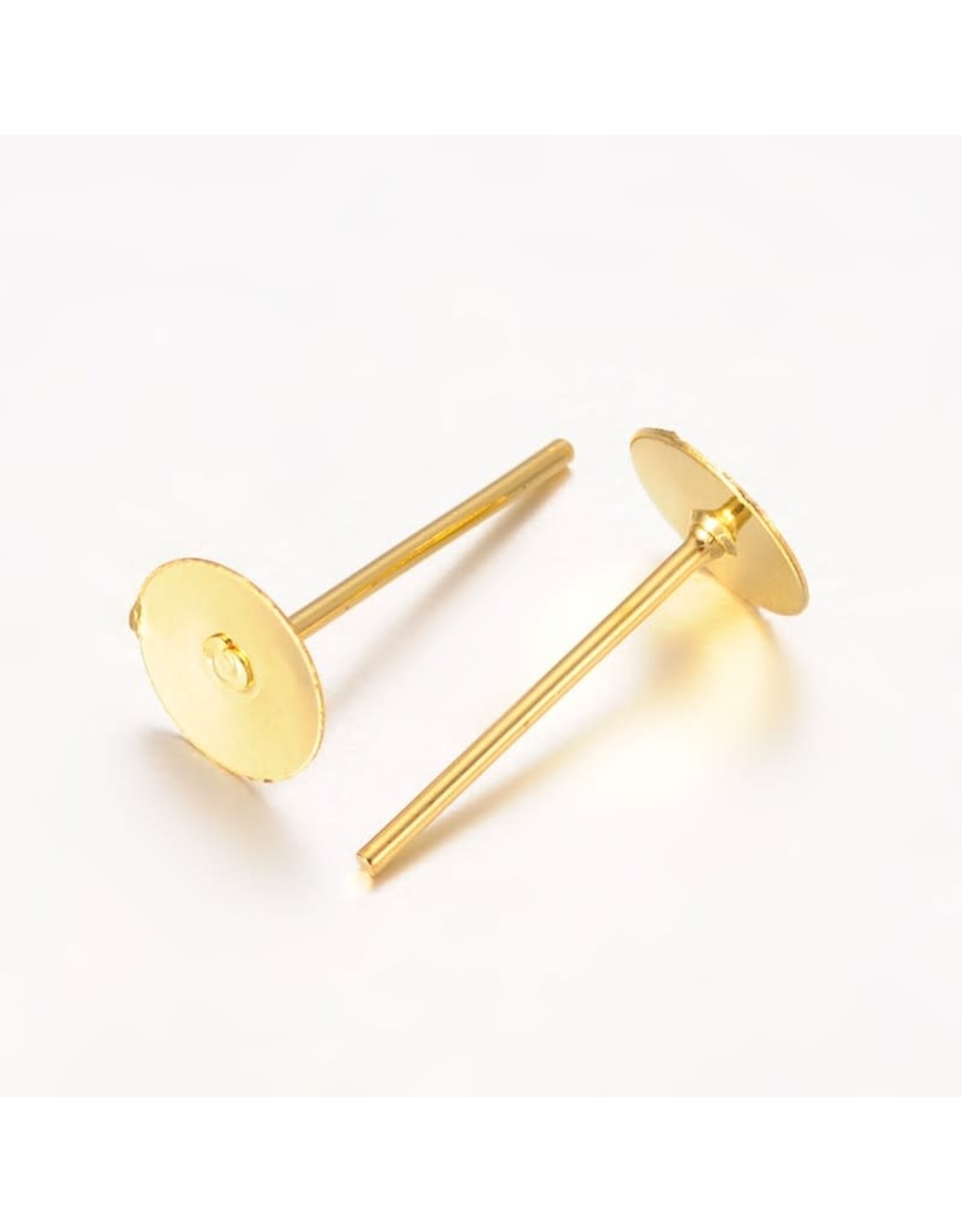 Earring Stud Iron Flat 6mm Gold  x50