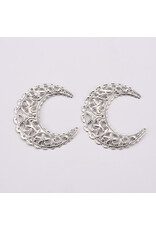 Moon Filigree Link  43x37mm  Platinum
