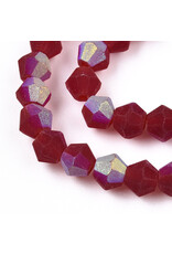 2.5mm Bicone  Transparent Red AB Matte   x130