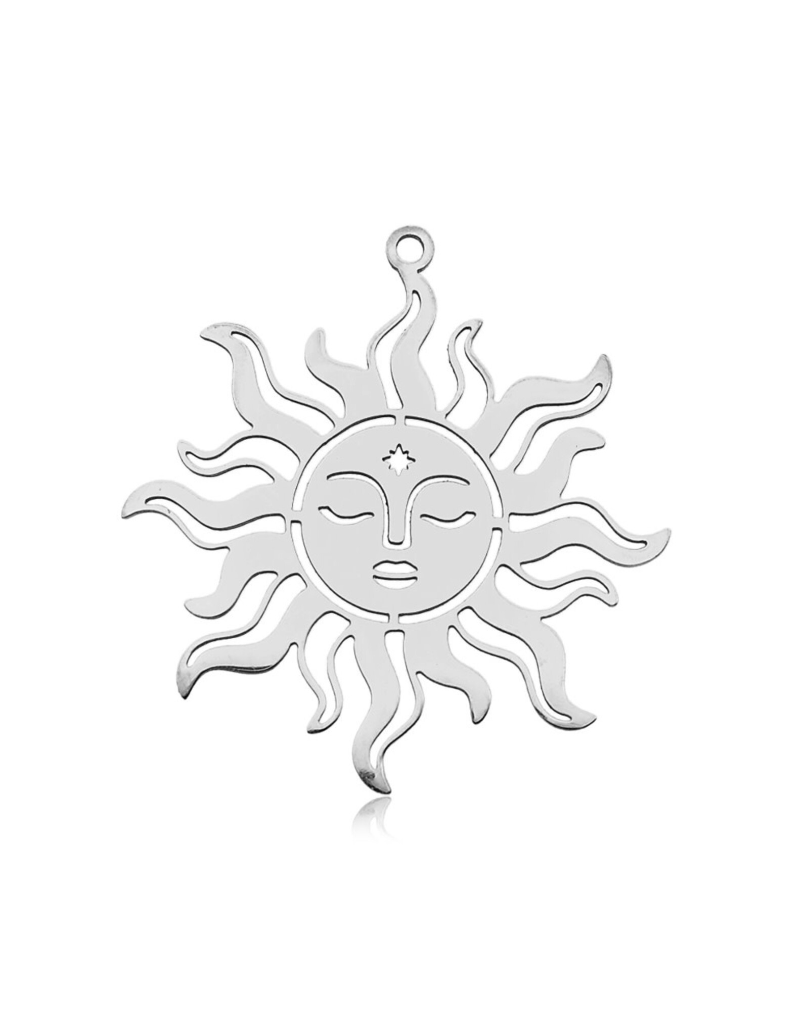 Filigree Sun Pendant  Stainless Steel 35mm  x1