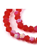 2.5mm Bicone  Transparent Siam Red AB Matte   "AA" Grade  x130