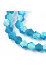 4mm Bicone Capri Blue Matte AB "AA" Grade  x80