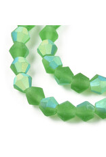 4mm Bicone Lime Green Matte AB "AA" Grade  x80