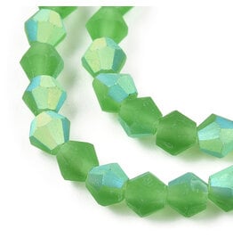 4mm Bicone Lime Green Matte AB "AA" Grade  x80