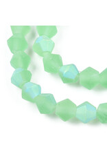 4mm Bicone  Peridot Green Matte AB "AA" Grade  x80