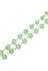 Beaded Chain 6x8mm  Rondelle  Lime Green Platinum  1 Meter