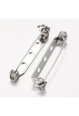 Brooch Back  33x5mm Platinum