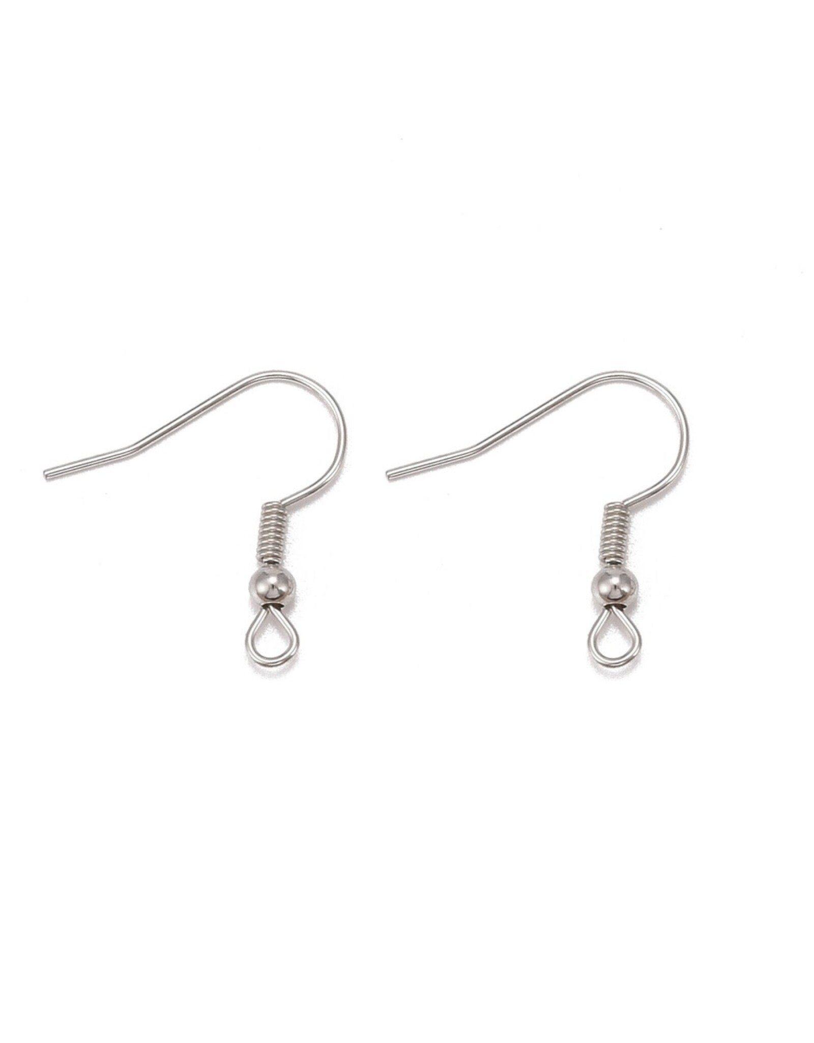 Ear Wire Ball & Spring 18x.8mm  Platinum   NF