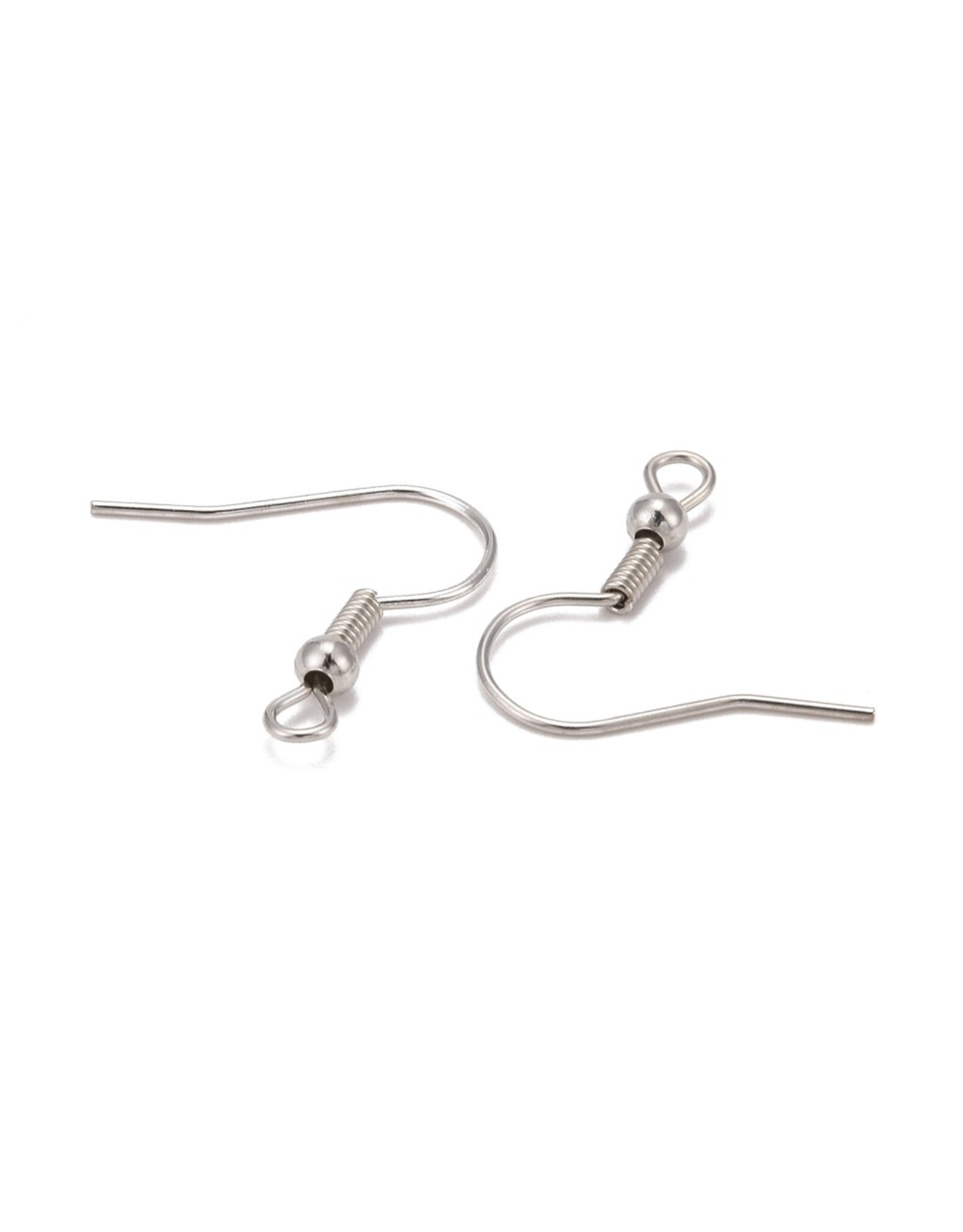 Ear Wire Ball & Spring 18x.8mm  Platinum   NF
