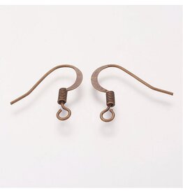 Ear Wire  Spring 15x.7mm  Antique Brass  NF