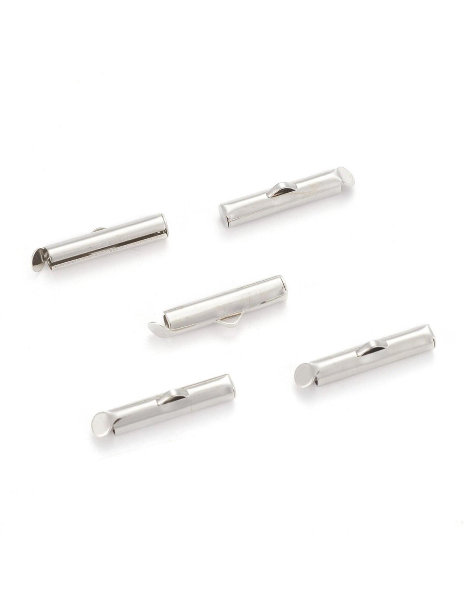 Slide On Clasp Tube 5x20mm Platinum